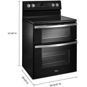 Whirlpool 30 in. 6.7 cu. ft. Convection Double Oven Freestanding Electric Range with 5 Smoothtop Burners - Black Ice, Black Ice, hires