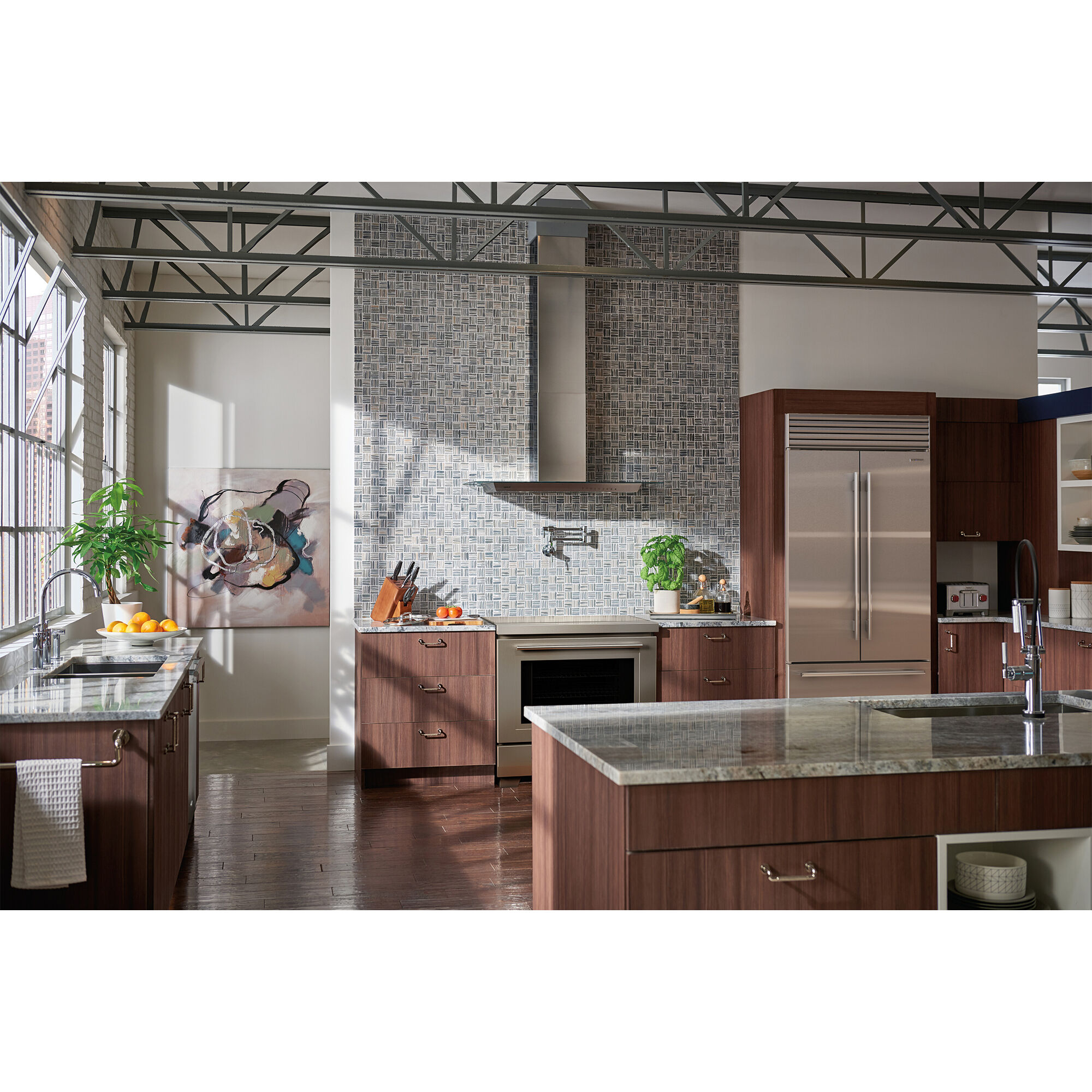 Sub-Zero CL3650UFDST Classic Series French Door Refrigerator shown in a luxury built-in kitchen setting