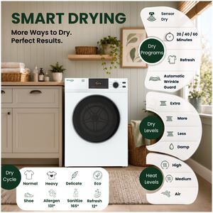 Equator Value 24 in. 2.47 cu. ft. Electric Front Load Laundry Center with Sensor Dry, Pet & Sanitize Cycle - White, , hires