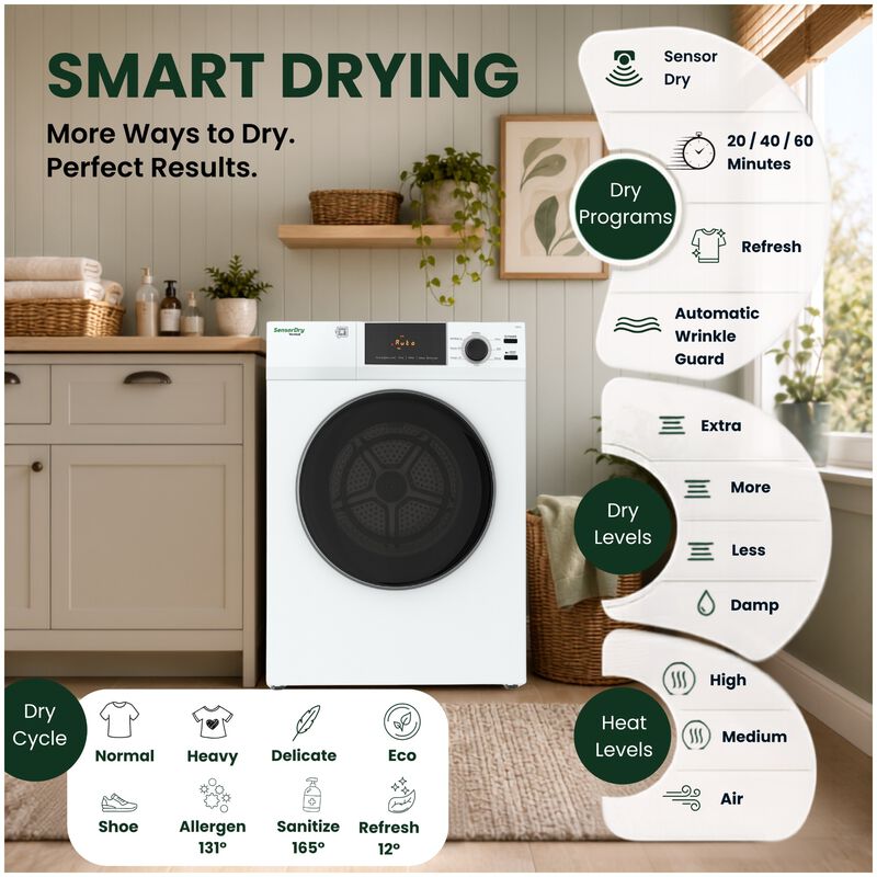 Equator Value 24 in. 2.47 cu. ft. Electric Front Load Laundry Center with Sensor Dry, Pet & Sanitize Cycle - White, , hires