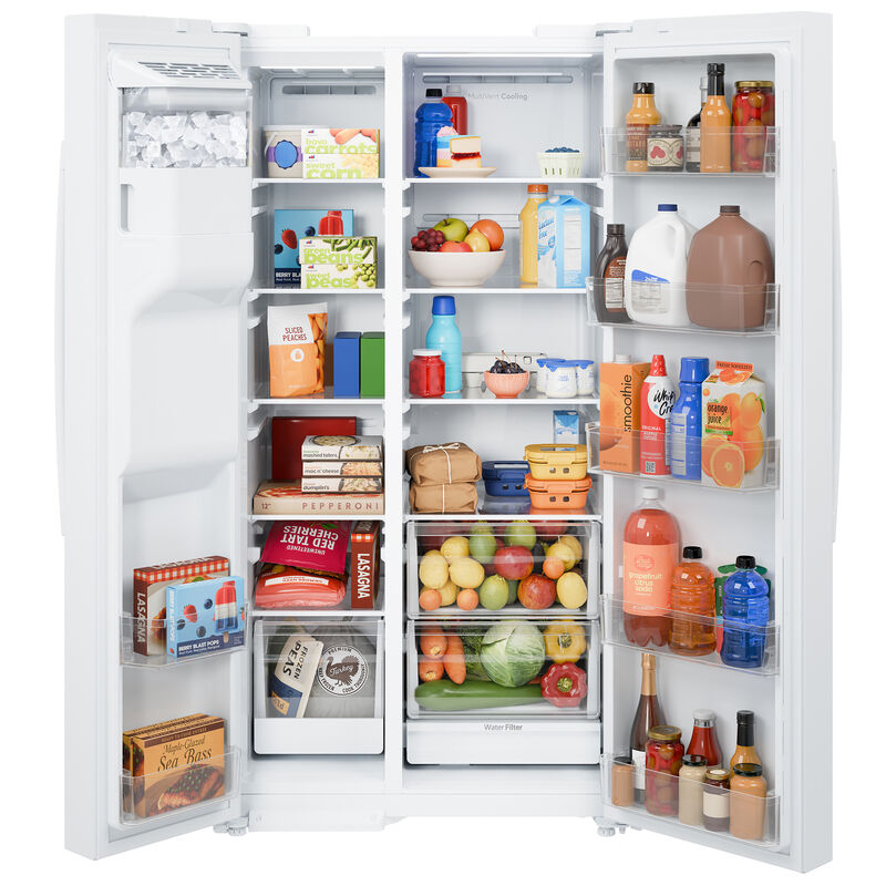 GE 36 in. 27.9 cu. ft. Side-by-Side Refrigerator with Ice & Water Dispenser - White, White, hires