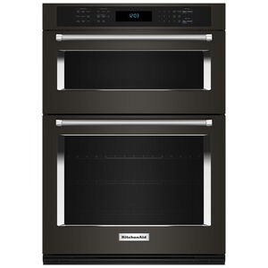 KitchenAid 27 in. 5.7 cu. ft. Electric Oven/Microwave Combo Wall Oven with True European Convection & Self Clean - Black Stainless Steel with PrintShield Finish, , hires