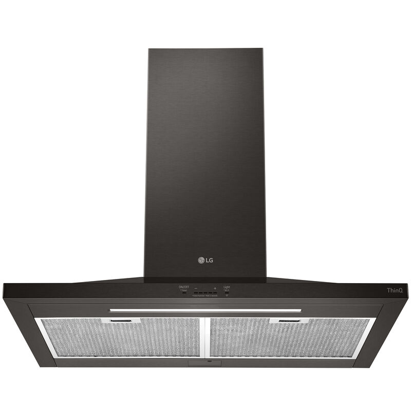 LG 36 in. Ducted Chimney Style Range Hood with 600 CFM, 5 Fan Speeds & 1 LED Light - Black Stainless, Black Stainless, hires