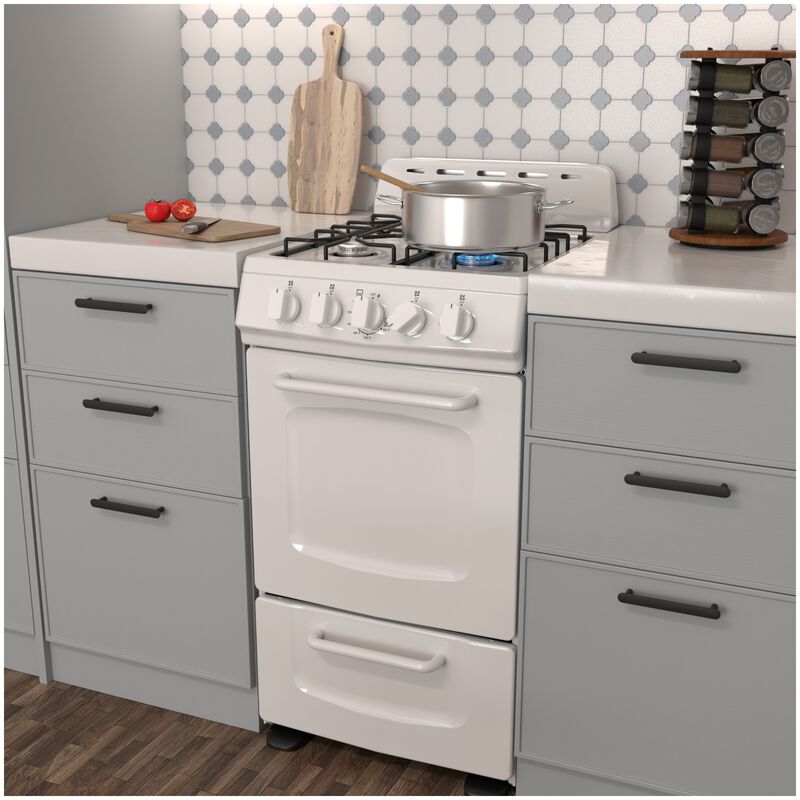 Avanti 20 in. 2 cu. ft. Gas Range with Open Burners - White, , hires