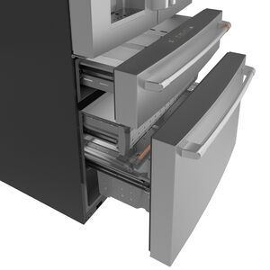 Cafe 36 in. 22.3 cu. ft. Smart Counter Depth 4-Door French Door Refrigerator with Ice & Water Dispenser - Stainless Steel, Stainless Steel, hires