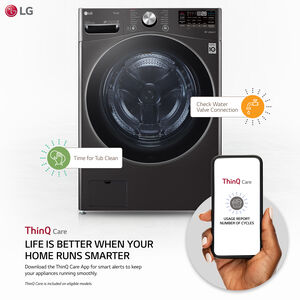 LG 27 in. 5.0 cu. ft. Smart Stackable Front Load Washer with TurboWash 360, Sanitize & Steam Wash Cycle - Black Steel, Black Steel, hires