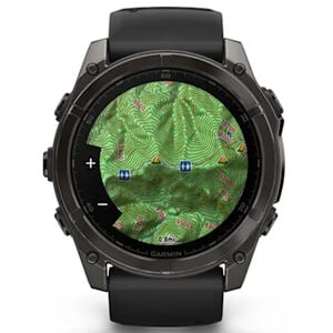 Garmin f nix 8 51 mm, AMOLED Smart Watch - Sapphire, Carbon Gray DLC Titanium with Black/Pebble Gray Silicone Band, , hires