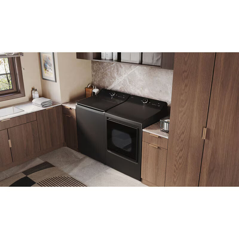 LG 27 in. 7.3 cu. ft. Smart Gas Dryer with EasyLoad Door, AI Sensor Dry, TurboSteam Technology & Sanitize Cycle - Matte Black, Matte Black, hires