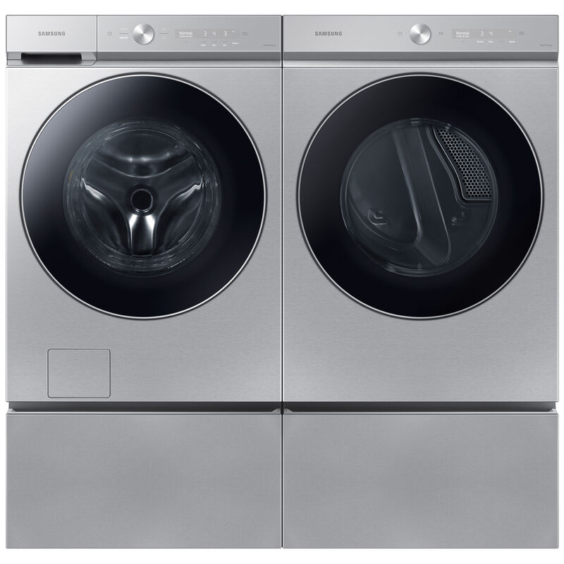 Samsung Bespoke 27 in. 5.3 cu. ft. Smart Stackable Front Load Washer with Super Speed Wash, AI OptiWash & Auto Dispense - Silver Steel, Silver Steel, hires