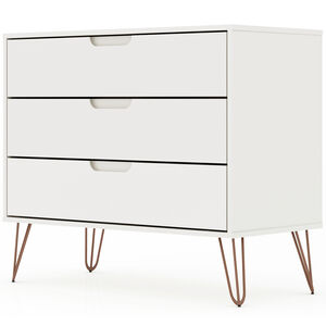 Manhattan Comfort Rockefeller Mid-Century Modern 3-Drawer Dresser - White, White, hires
