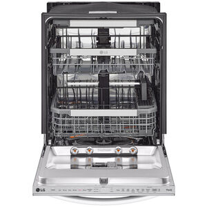 LG 24 in. Smart Built-In Dishwasher with Top Control, 42 dBA Sound Level, 15 Place Settings, 10 Wash Cycles & Sanitize Cycle with 1 Hour Wash and Dry - PrintProof Stainless Steel, PrintProof Stainless Steel, hires