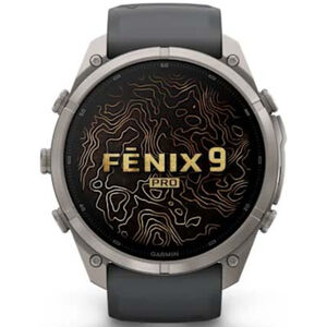 Garmin fenix 9 Pro 51 mm, AMOLED Smart Watch - Titanium with Graphite/Black Silicone Band, , hires