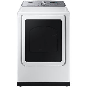 Samsung 27 in. 7.4 cu. ft. Front Loading Electric Dryer with 12 Dryer Programs, 10 Dry Options, Sanitize Cycle, Wrinkle Care & Sensor Dry - White