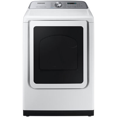 Samsung 27 in. 7.4 cu. ft. Front Loading Electric Dryer with 12 Dryer Programs, 10 Dry Options, Sanitize Cycle, Wrinkle Care & Sensor Dry - White | DVE52A5500W