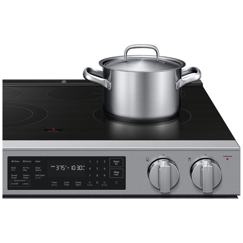 Samsung Bespoke 30 in. 6.3 cu. ft. Smart Air-Fry Standard Convection Slide-In Electric Range with Radiant Burners - Stainless Steel, , hires