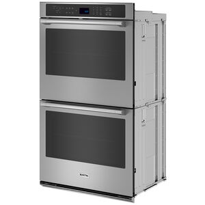 Maytag 30 in. 10 cu. ft. Front Control Electric Double Wall Oven with True European Convection - Fingerprint Resistant Stainless Steel, , hires