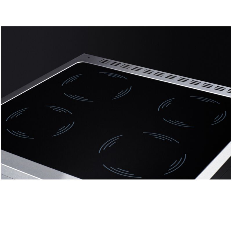Summit 24 in. 2.6 cu. ft. Standard Convection Slide-In Electric Range with 4 Induction Burners - Stainless Steel, Stainless Steel, hires