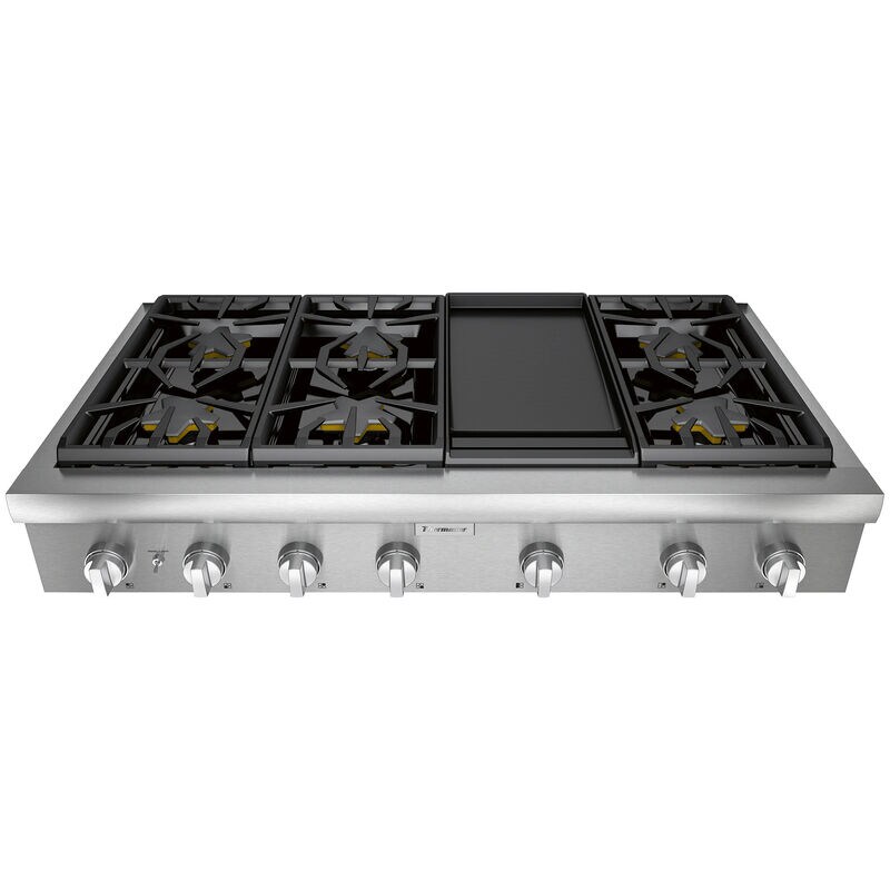 Thermador Professional Series 48 in. 6-Burner Natural Gas Rangetop with Griddle, Simmer Burner & Power Burner - Stainless Steel, , hires