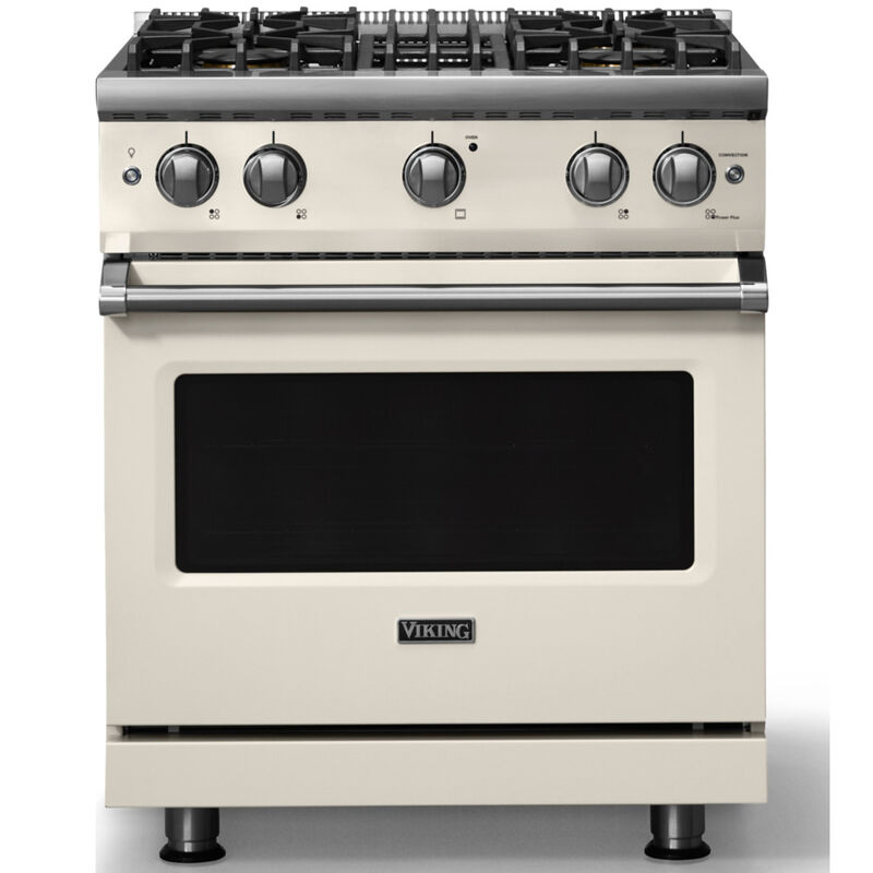 Viking 5 Series 30 in. 4.0 cu. ft. Standard Convection Gas Range with 4 Sealed Burners - Pure White - Liquid Propane Gas, Polished Chrome Trim Option, , hires