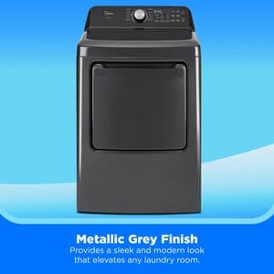 Midea 27 in. 7.0 cu. ft. Smart Electric Dryer with Sensor Dry & Sanitize Cycle - Metallic Gray, Metallic Gray, hires