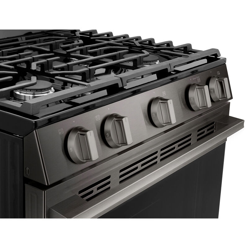 LG 30 in. 6.3 cu. ft. Smart Air-Fry True European Convection Gas Range with 5 Sealed Burners & Griddle - Black Stainless Steel, , hires