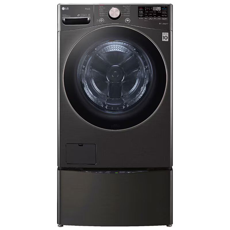 LG 27 in. 4.5 cu. ft. Smart Stackable Front Load Washer with Sanitize & Steam Wash Cycle - Black Steel, Black Steel, hires