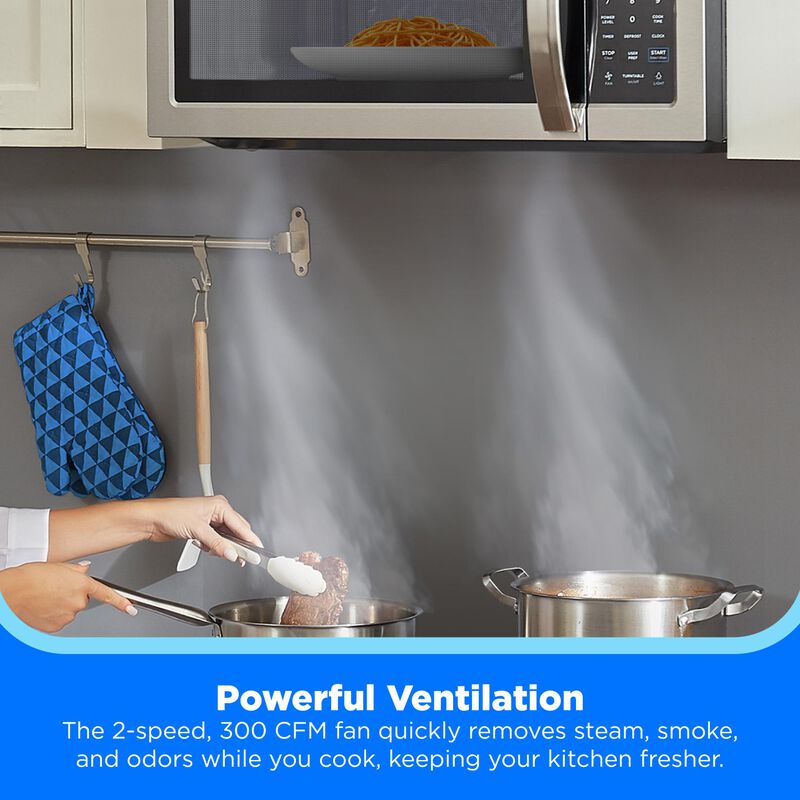 Midea 30 in. 1.9 cu. ft. 1000W Over-the-Range Microwave with 300 CFM & Sensor Cooking - Stainless Steel, , hires