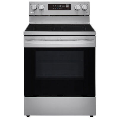 LG 30 in. 6.3 cu. ft. Smart Air Fry Convection Oven Freestanding Electric Range with 5 Smoothtop Burners - Stainless Steel | LREL6323S