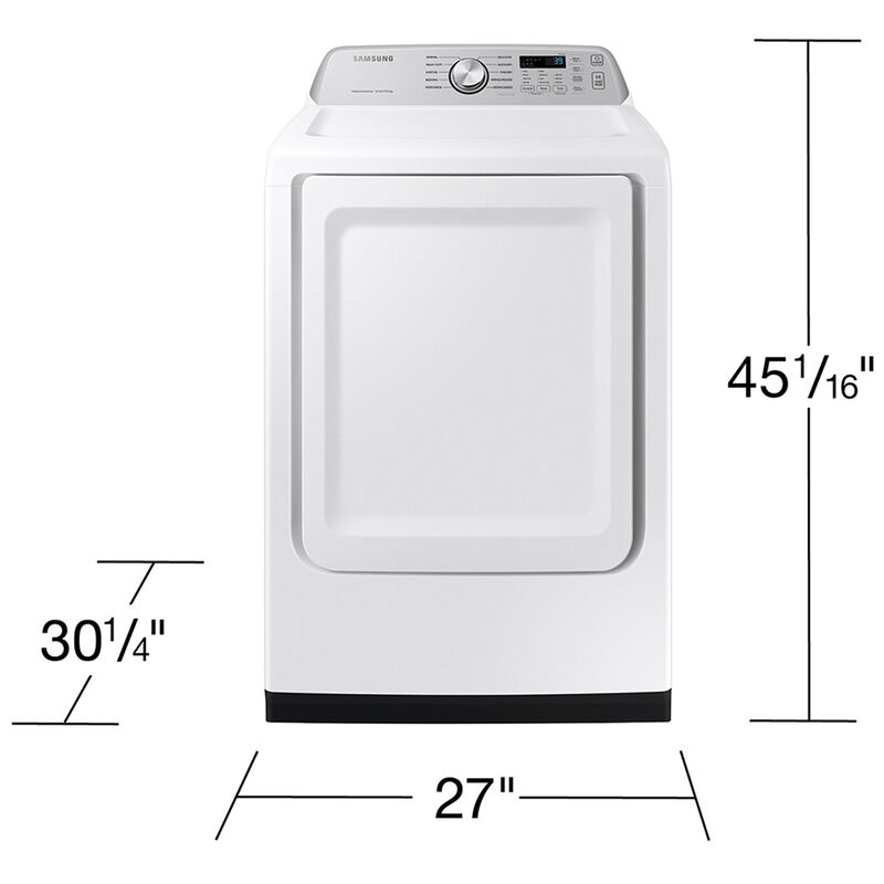 Samsung 27 in. 7.4 cu. ft. Smart Electric Dryer with Sanitize Cycle & Sensor Dry - White, White, hires