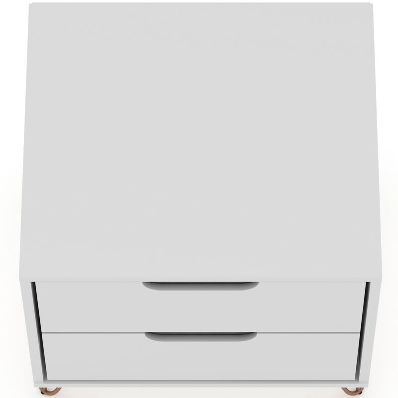 Manhattan Comfort Rockefeller Mid-Century Modern 2-Drawer Nightstand White, White, hires