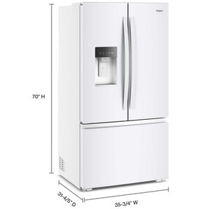 Whirlpool 36 in. 23.4 cu. ft. Counter Depth French Door Refrigerator with Ice & Water Dispenser - White, , hires