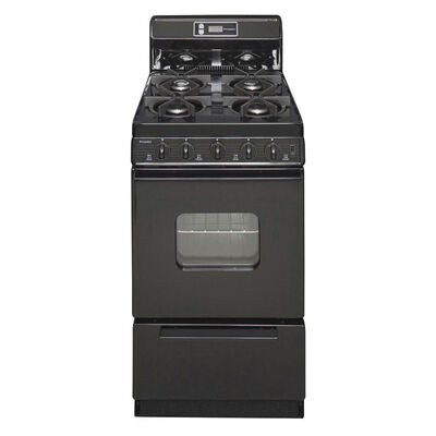 Premier 20 in. 2.4 cu. ft. Oven Freestanding Gas Range with 4 Sealed Burners - Black | SHK220BP