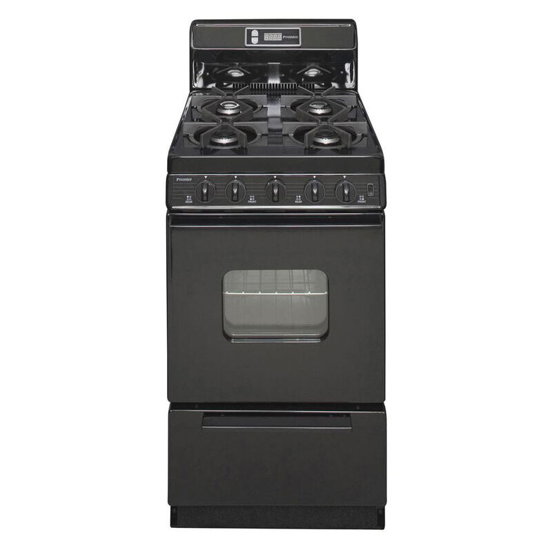Premier 20 in. 2.4 cu. ft. Gas Range with 4 Sealed Burners - Black, Black, hires
