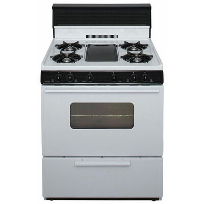 Premier 30 in. 3.9 cu. ft. Oven Freestanding Gas Range with 5 Open Burners & Griddle - White on White | BFK5S9WP