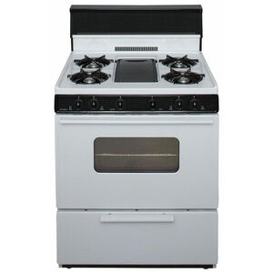 Premier 30 in. 3.9 cu. ft. Oven Freestanding Gas Range with 5 Open Burners & Griddle - White on White, , hires