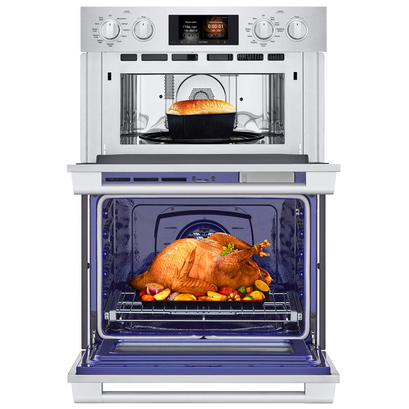 SKS 30 in. 9.4 cu. ft. Smart Top Control SteamElectric Double Wall Oven with True European Convection - Stainless Steel, , hires