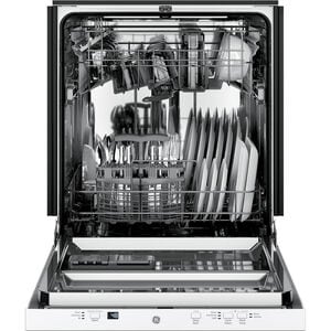GE 24 in. Top Control Flush-Mount Dishwasher with 51 dBa Sound Level, Condensate Dry & Pocket Handle - White, White, hires