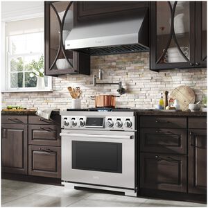 SKS 36 in. 6.3 cu. ft. Smart Standard Convection Steam Dual Fuel Range with 2 Sealed & 2 Induction Burners - Stainless Steel, , hires