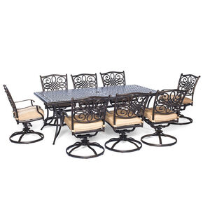 Hanover Traditions 9-Piece Dining Set with 8 Swivel Rockers, , hires