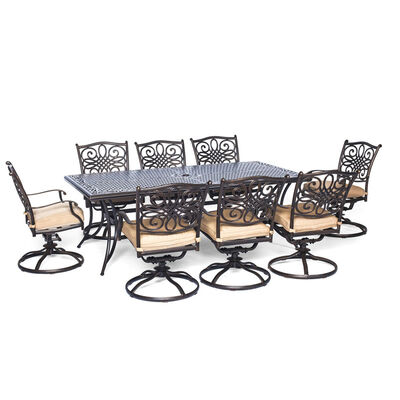 Hanover Traditions 9-Piece Dining Set with 8 Swivel Rockers | TRADDN9PCSW8