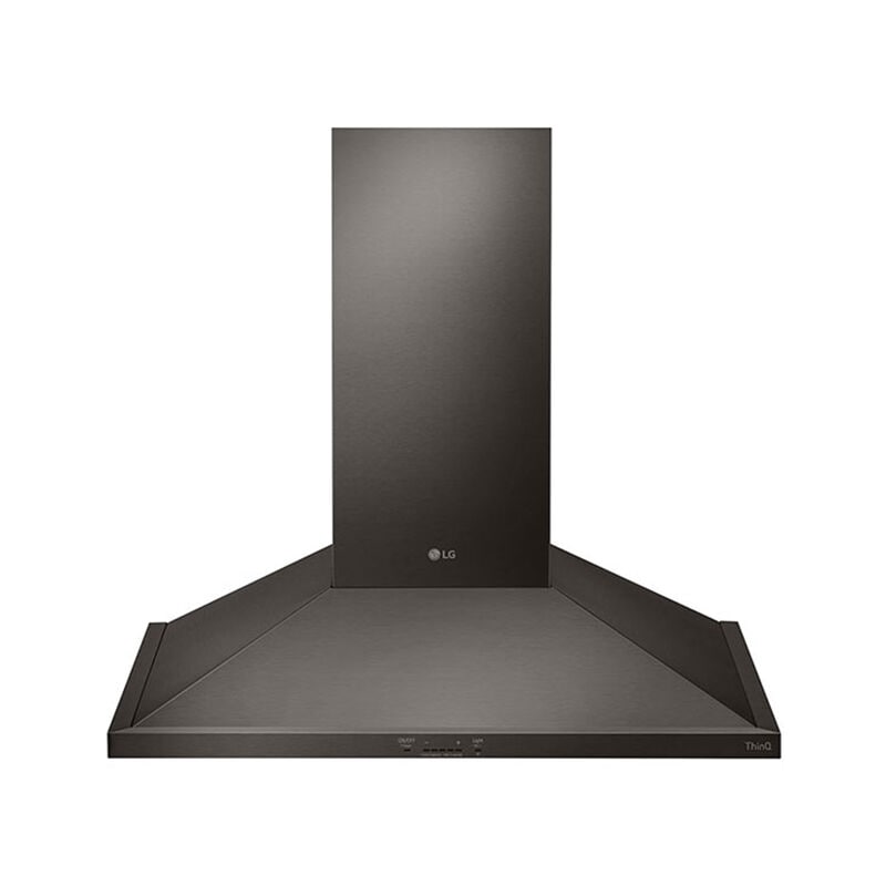 LG 36 in. Ducted Chimney Style Range Hood with 600 CFM, 5 Fan Speeds & 1 LED Light - Black Stainless, Black Stainless, hires