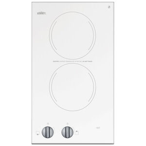 Summit 12 in. 2-Burner Electric Cooktop - White, , hires
