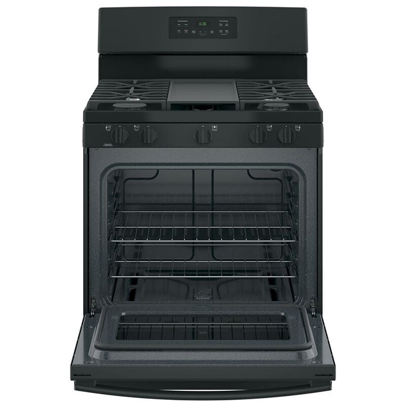 GE 30 in. 5 cu. ft. Gas Range with 5 Sealed Burners & Griddle - Black, Black, hires