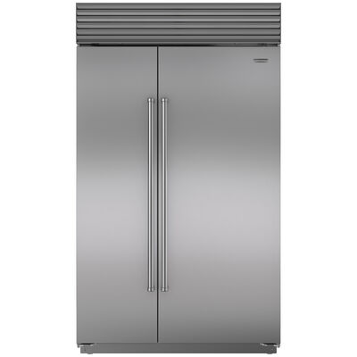 Sub-Zero Classic 48 in. 28.2 cu. ft. Built-In Smart Counter Depth Side-by-Side Refrigerator with Pro Handles - Stainless Steel | BI-48S/S/PH