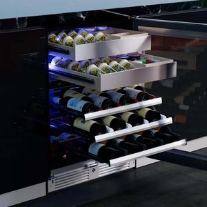 XO 24 in. Undercounter Wine Cooler with Metal Racks, Dual Temperature Zones & 30-Bottle Capacity - Custom Panel Ready, , hires