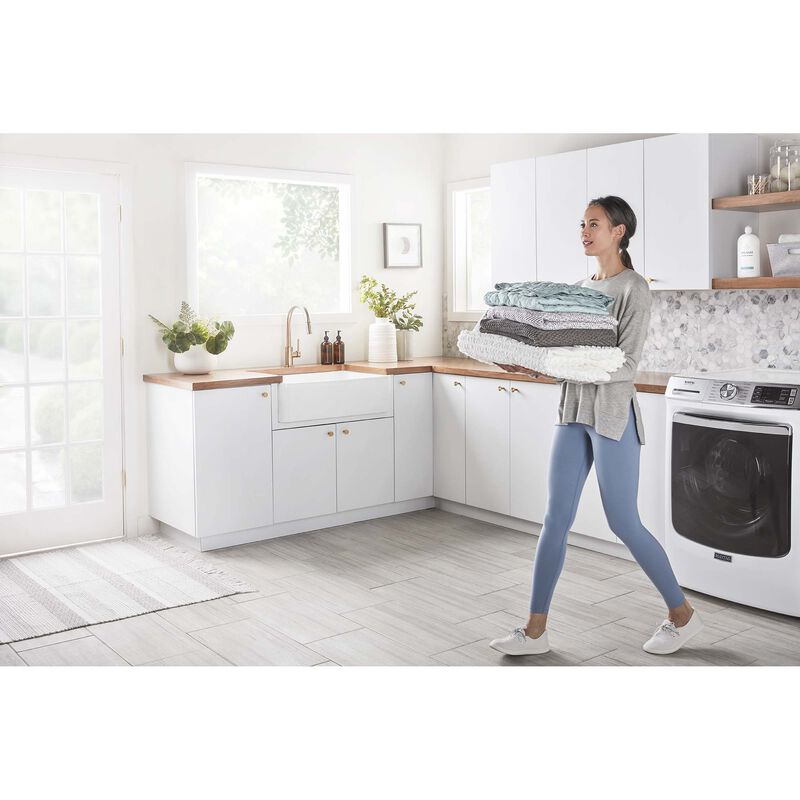 Maytag 27 in. 7.3 cu. ft. Smart Stackable Electric Dryer with Extra Power Button, Industry-Exclusive Extra Moisture Sensor, Sanitize & Steam Cycle - White, White, hires