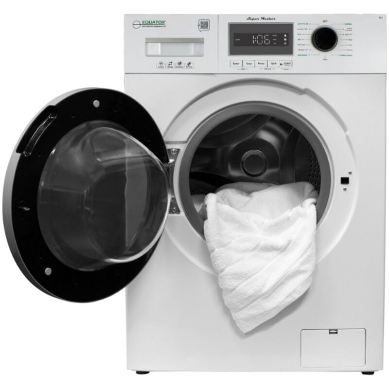 Equator Compact 24 in. 1.57 cu. ft. Stackable Front Load Washer with Pet & Sanitize Cycle - White, , hires