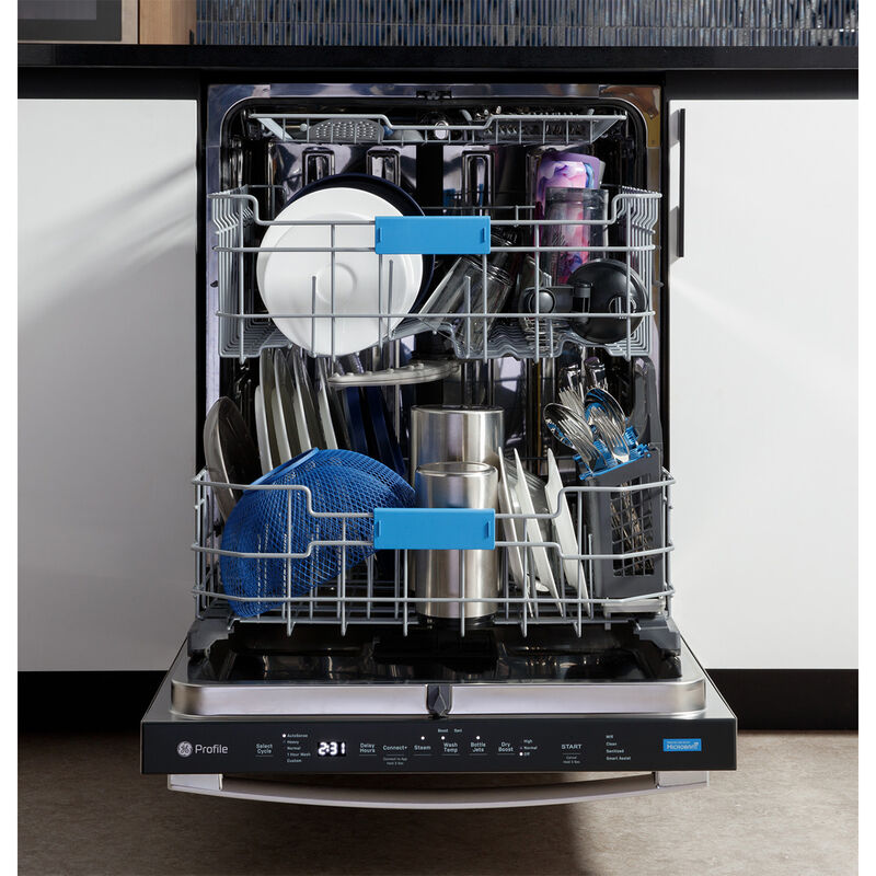 GE Profile 24 in. Top Control Flush-Mount Smart Dishwasher with 44 dBa Sound Level, 3rd-Rack & Dry Boost - Fingerprint Resistant Stainless, , hires