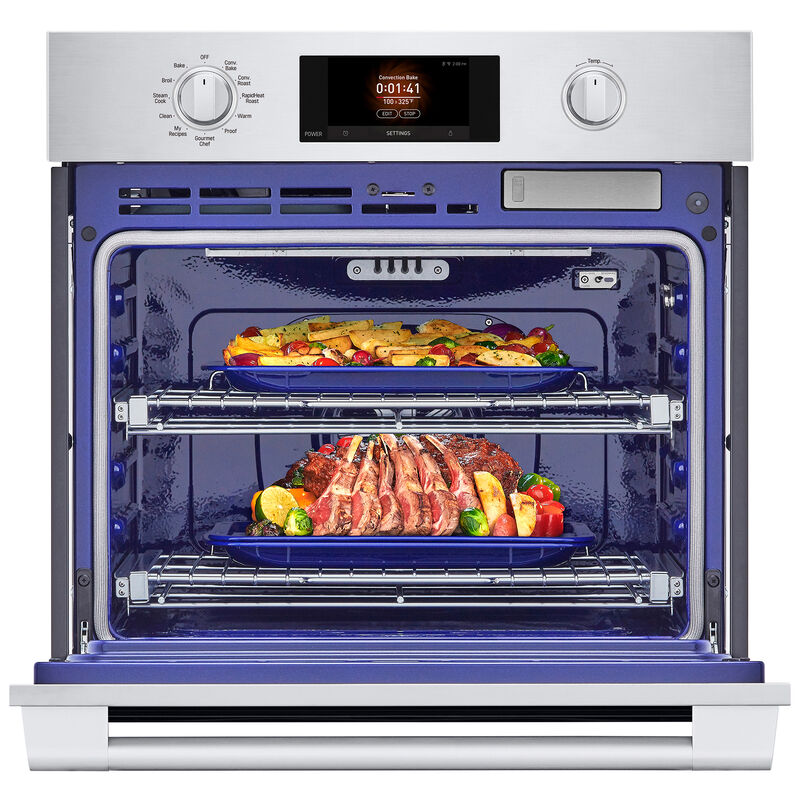 SKS 30 in. 4.7 cu. ft. Smart Steam Electric Single Wall Oven with True European Convection - Stainless Steel, , hires