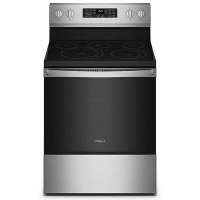 Whirlpool 30 in. 5.3 cu. ft. Air Fry Convection Oven Freestanding Electric Range with 5 Smoothtop Burners - Stainless Steel | WFE550S0LZ